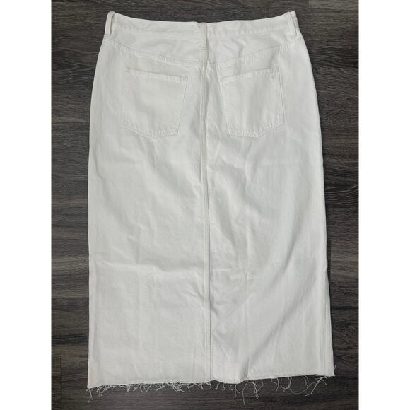 NWT Madewell The Rilee Denim Midi Skirt In Tile White Size 33 - Picture 7 of 8